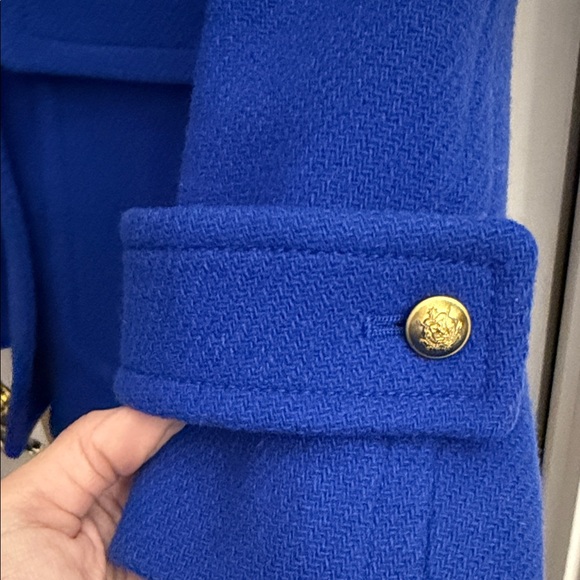 J. Crew Stadium Cloth Nello Gori Royal Blue Peacoat with Gold Buttons - Picture 3 of 7